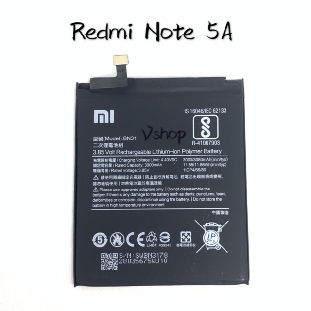 Baterai Batre Xiaomi Redmi Note 5A - Redmi S2 - MI5X - MI A1 BN31