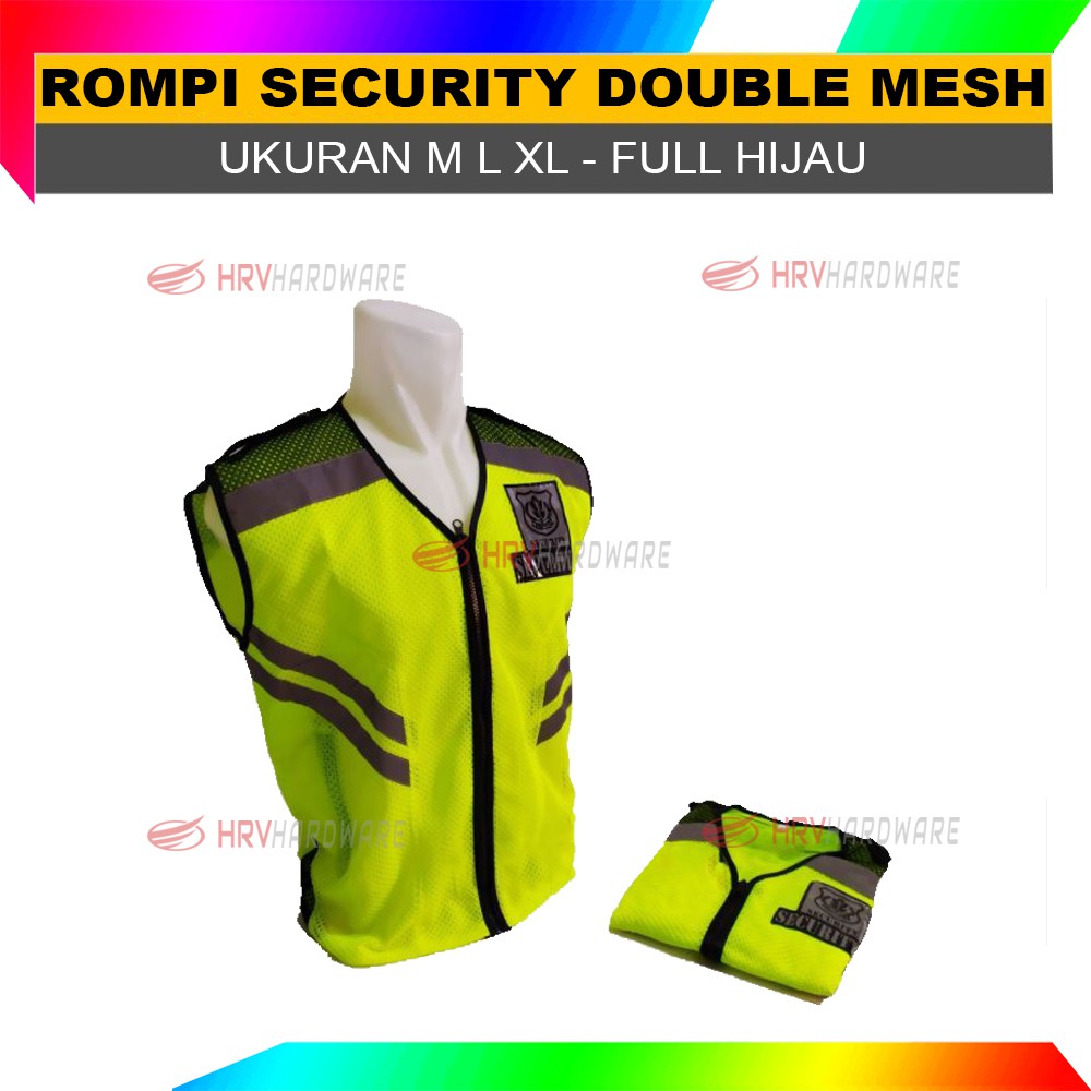 ROMPI SECURITY EMBLEM SATPAM VEST SECURITY SCOTLIGHT HIJAU HITAM DAN FULL HIJAU