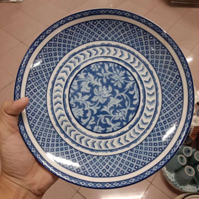 PIRING KERAMIK PUTIH BIRU JADUL HIASAN DINDING PAJANGAN KOLEKSI HIAS WALL PLATE DECOR DEKOR DINDING