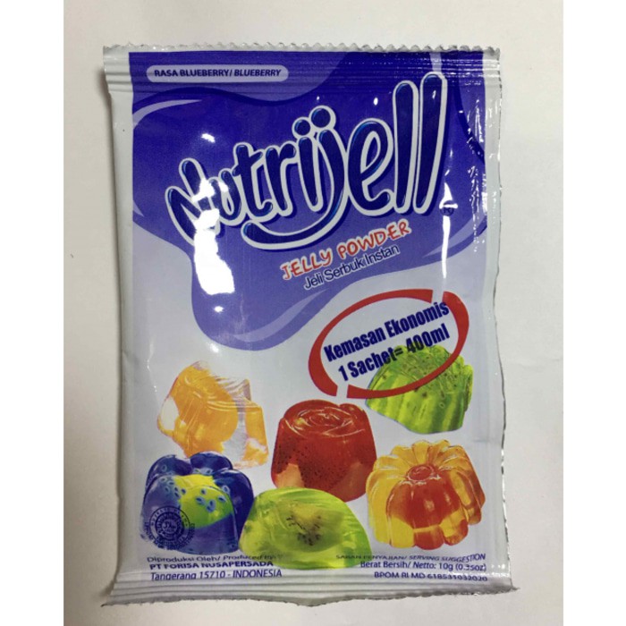 Nutrijell agar&quot; Jelly Powder Nutrijel ekonomis Rasa Bluberi blueberry 10gr