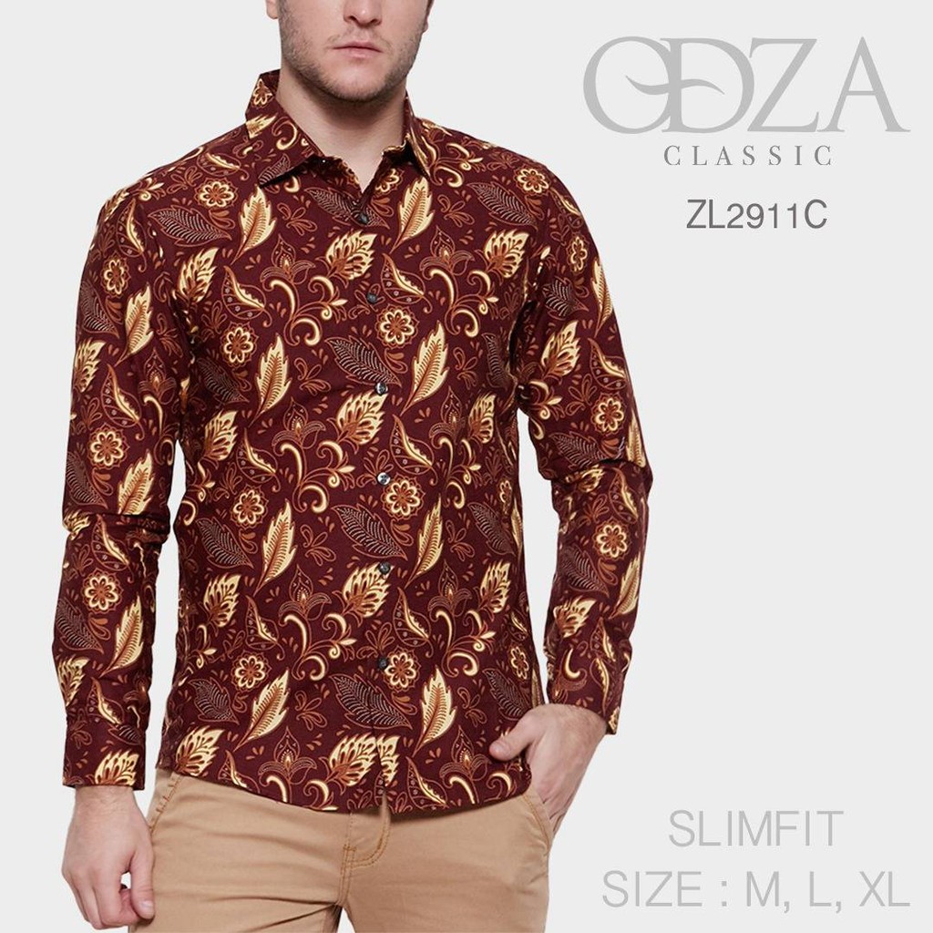 KEMEJA BATIK PRIA SLIMFIT RESMI MEWAH MODERN SLIM ZL2911C