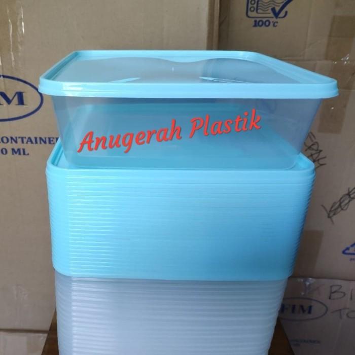 Wadahku Food Container/Thinwall 2000 Ml Square + Tutup Warna Biru Muda Fim