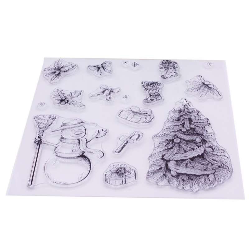 Stampel Bahan Silikon Motif Pohon Natal Snowman Untuk Scrapbook