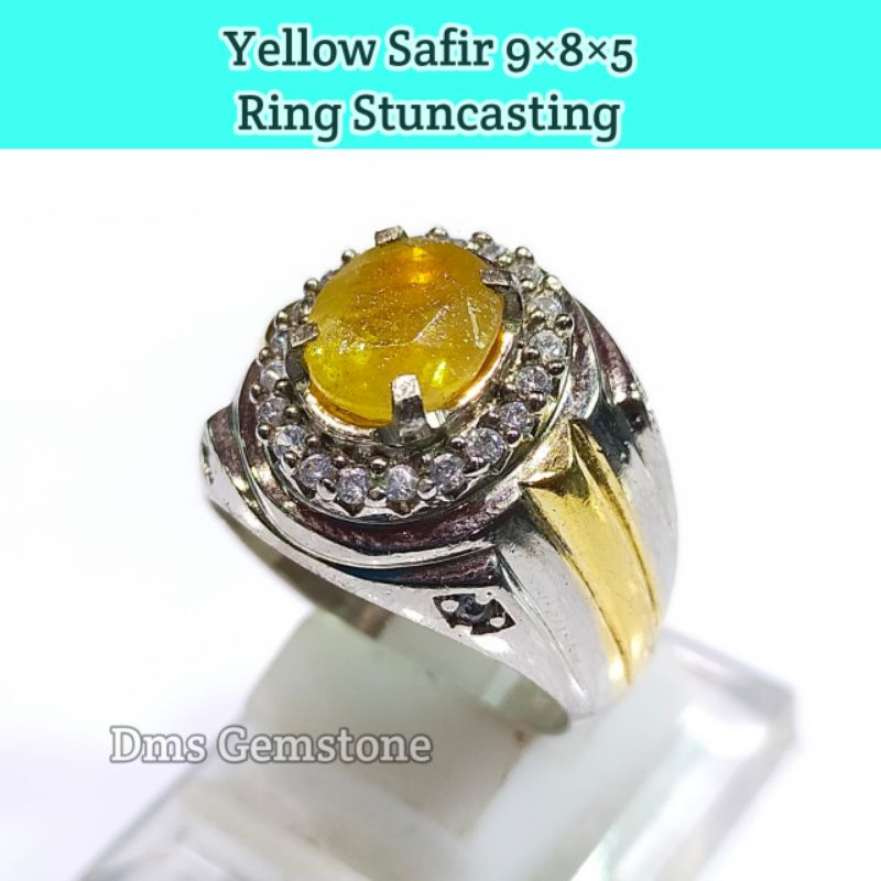 Cincin Permata Yellow Safir Asli natural