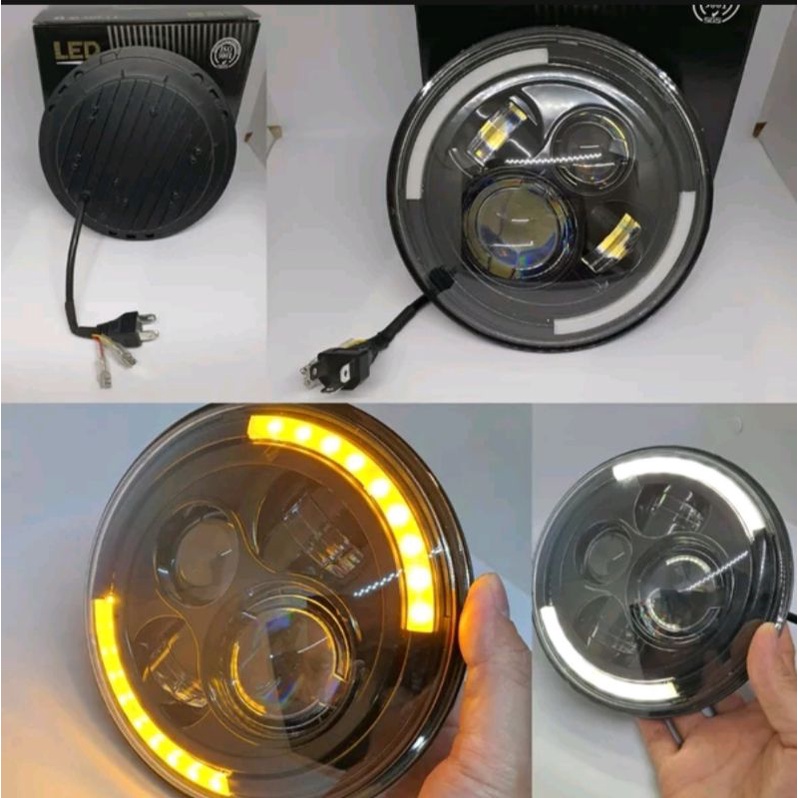 Lampu depan LED projector lampu tembak daymaker harley 7 inch high low