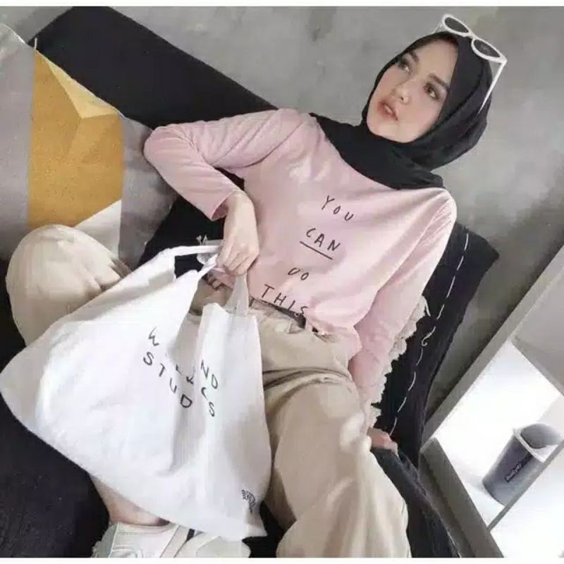 Arifirn Longsleeve You Can Do This - Baju Wanita Murah