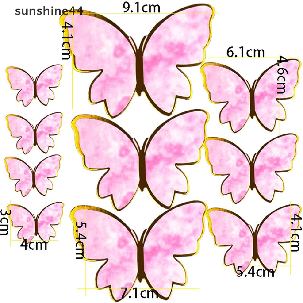 Sunshine Hiasan Topper Kue Ulang Tahun Bentuk Kupu-Kupu Ungu / Pink Handmade