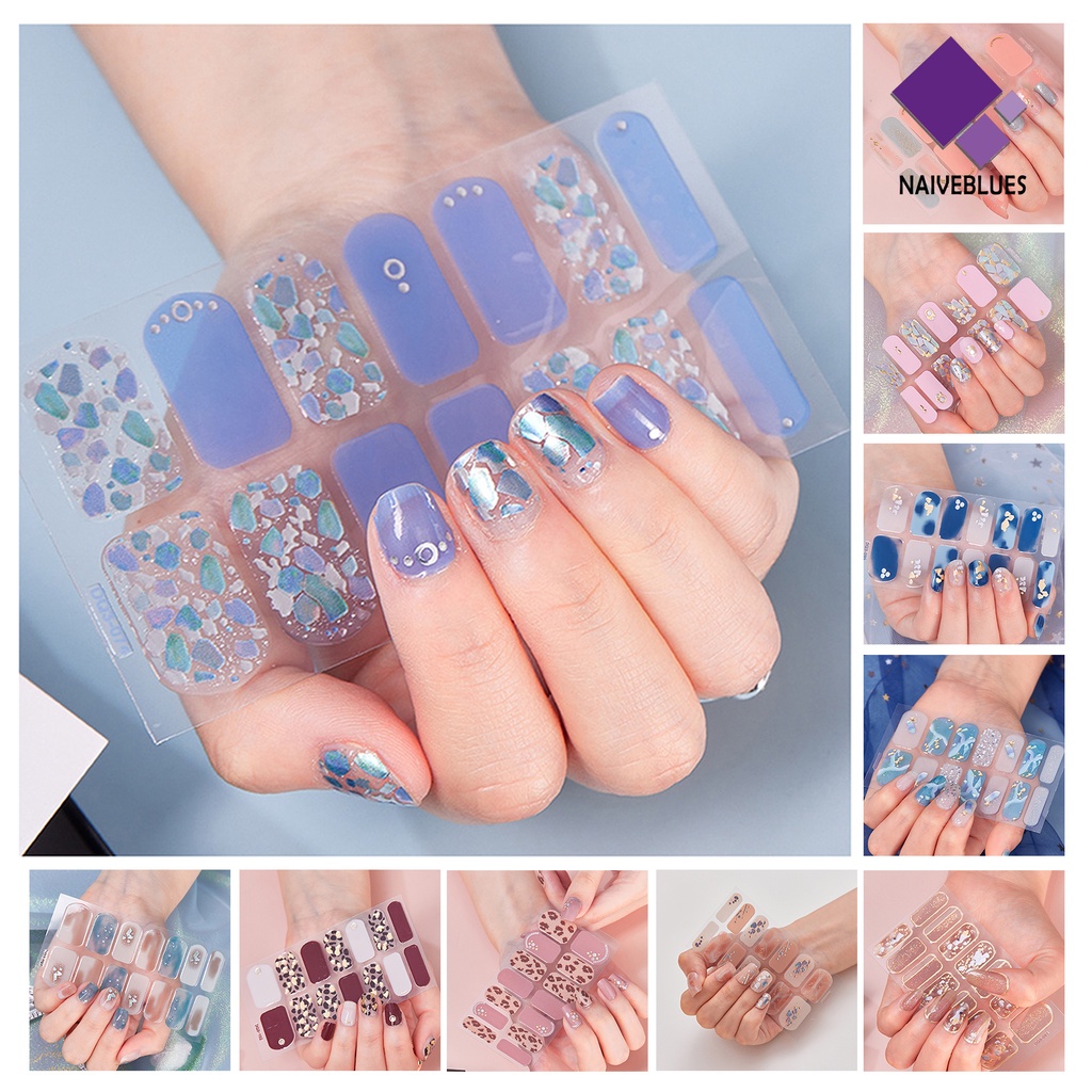 Naiveblue 1 Set Stiker Kuku Ultra Tipis Tanpa Iritasi Bisa Dilepas Untuk Manicure / Nail Art