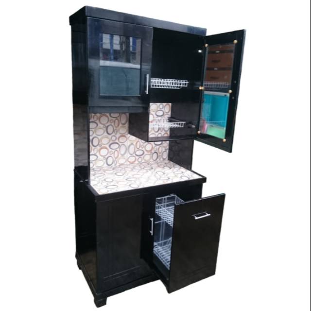 LEMARI DAPUR RAK PIRING KAYU KITCHEN SET 2 PINTU