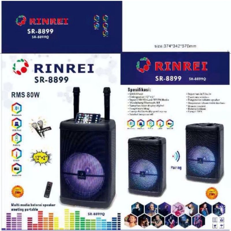 SPEAKER KARAOKE BLUETOOTH PORTABEL RINREI 8899Q model GMC