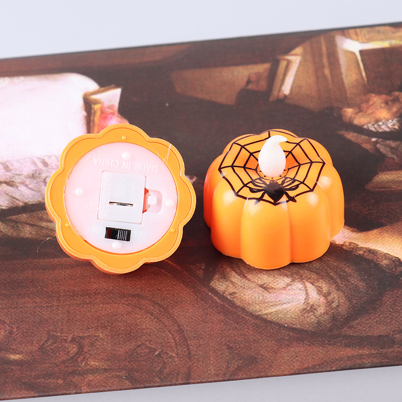 1pc Lampu Lilin Led Elektronik Bentuk Labu Warna Warm White Untuk Dekorasi Halloween