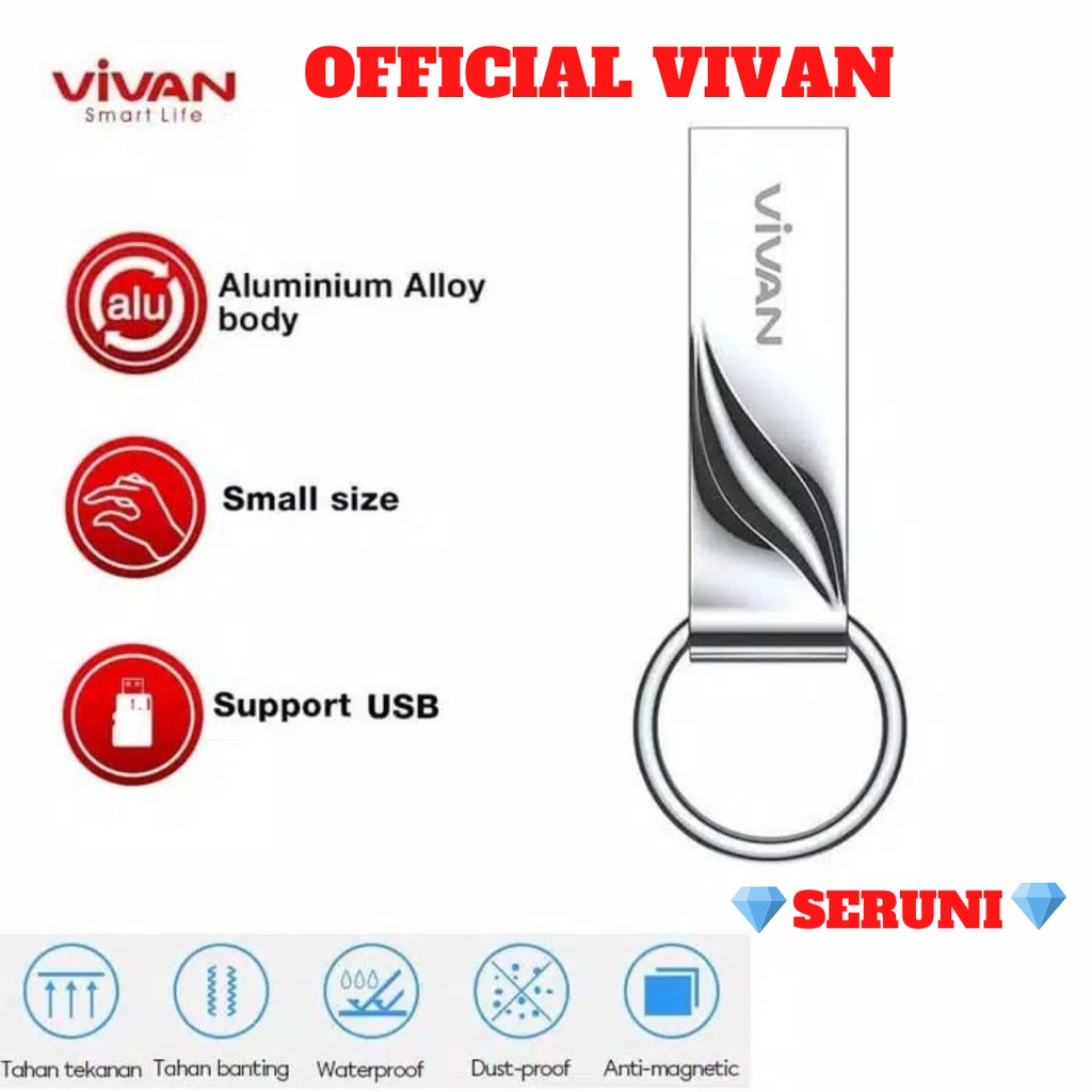 FLASHDISK VIVAN VF332 32GB With Ring Design Silver garansi resmi