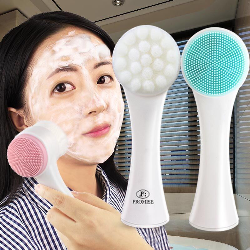 ☛TK☚ R410 Alat Cuci Muka Silikon Brush Pembersih Muka 3D Sikat Pijat 2 Sisi