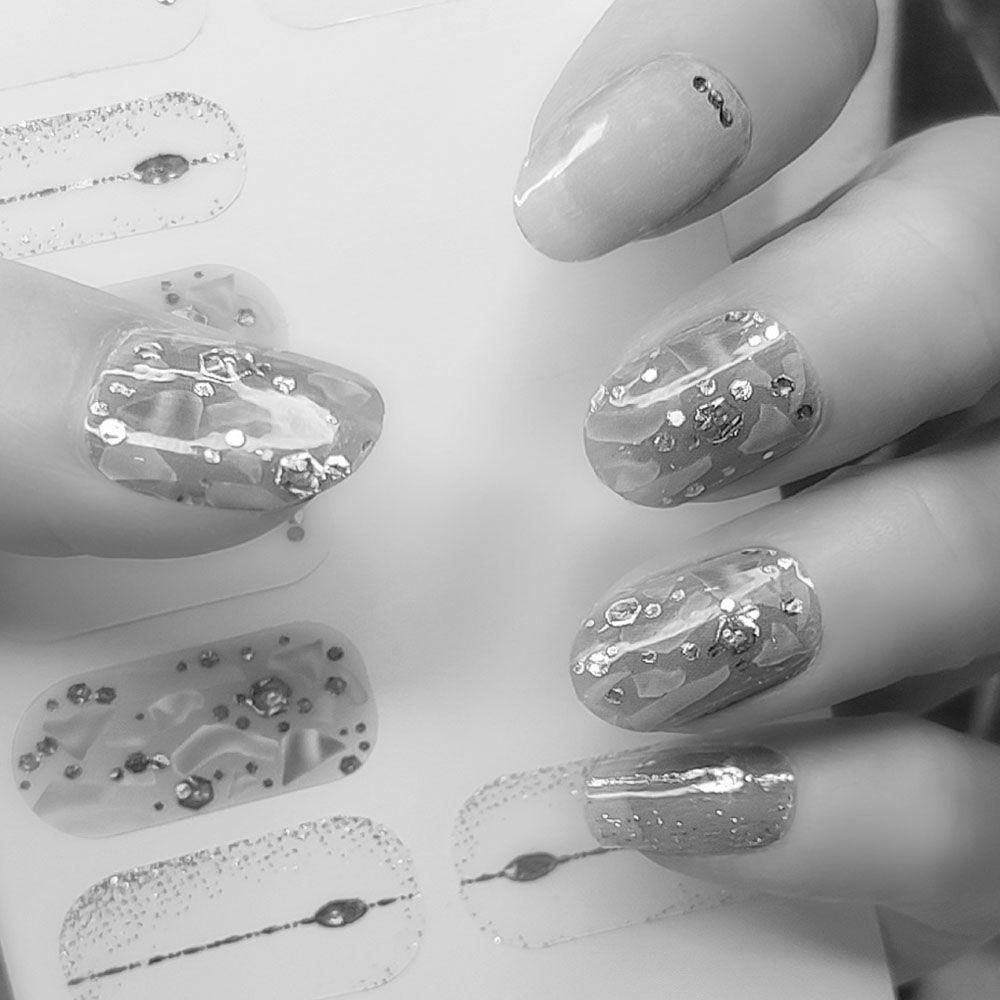 AUGUSTINA Agustina Self-Adhesive Nail Stiker Bronzing Dekorasi Kuku Nail Art Sliders Imitasi Bor DIY Nail Decals