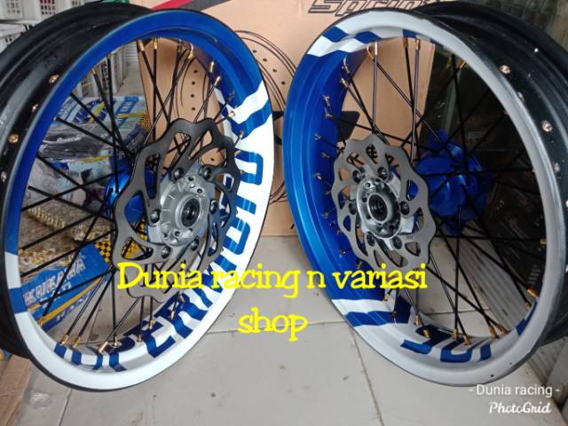 Sepaket Velg Supermoto KLX 150 - DTracker 150 Custome tulisan Supermoto sepaket