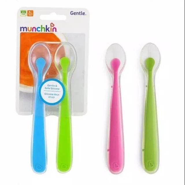 Munchkin Silicone Spoons 2 Packs / Sendok Makan Bayi Silikon 6m+ (Tersedia Varian Warna)