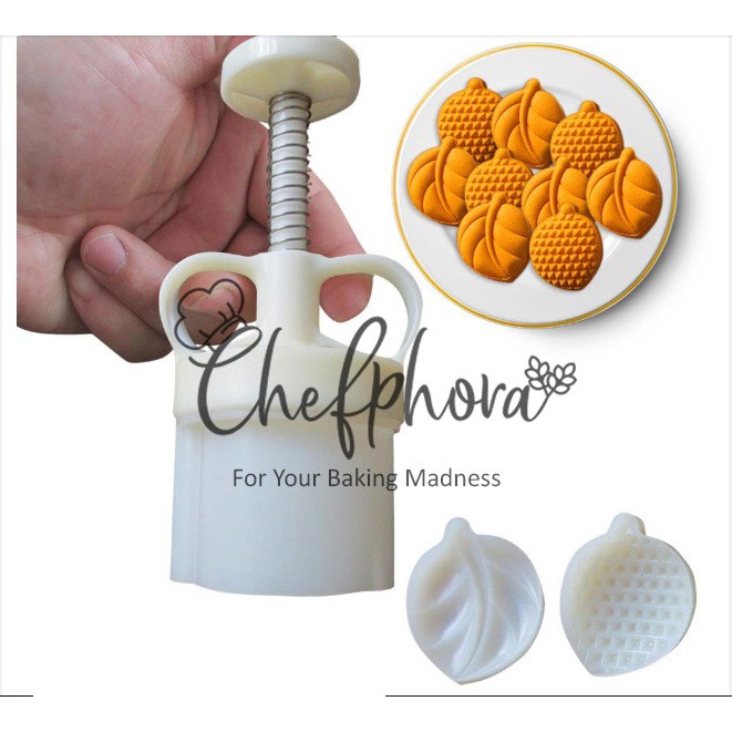 Cetakan Nastar Taiwan Daun Kue Bulan Mini Mooncake Plunger 50gr