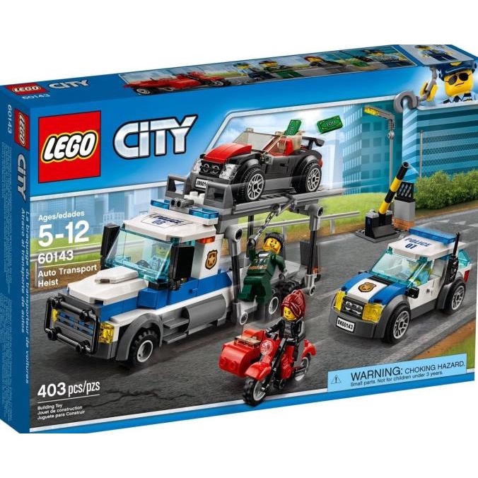 $$$$] LEGO City-60143 Auto Transport Heist Set Kid Toy Police Cop Motor Car