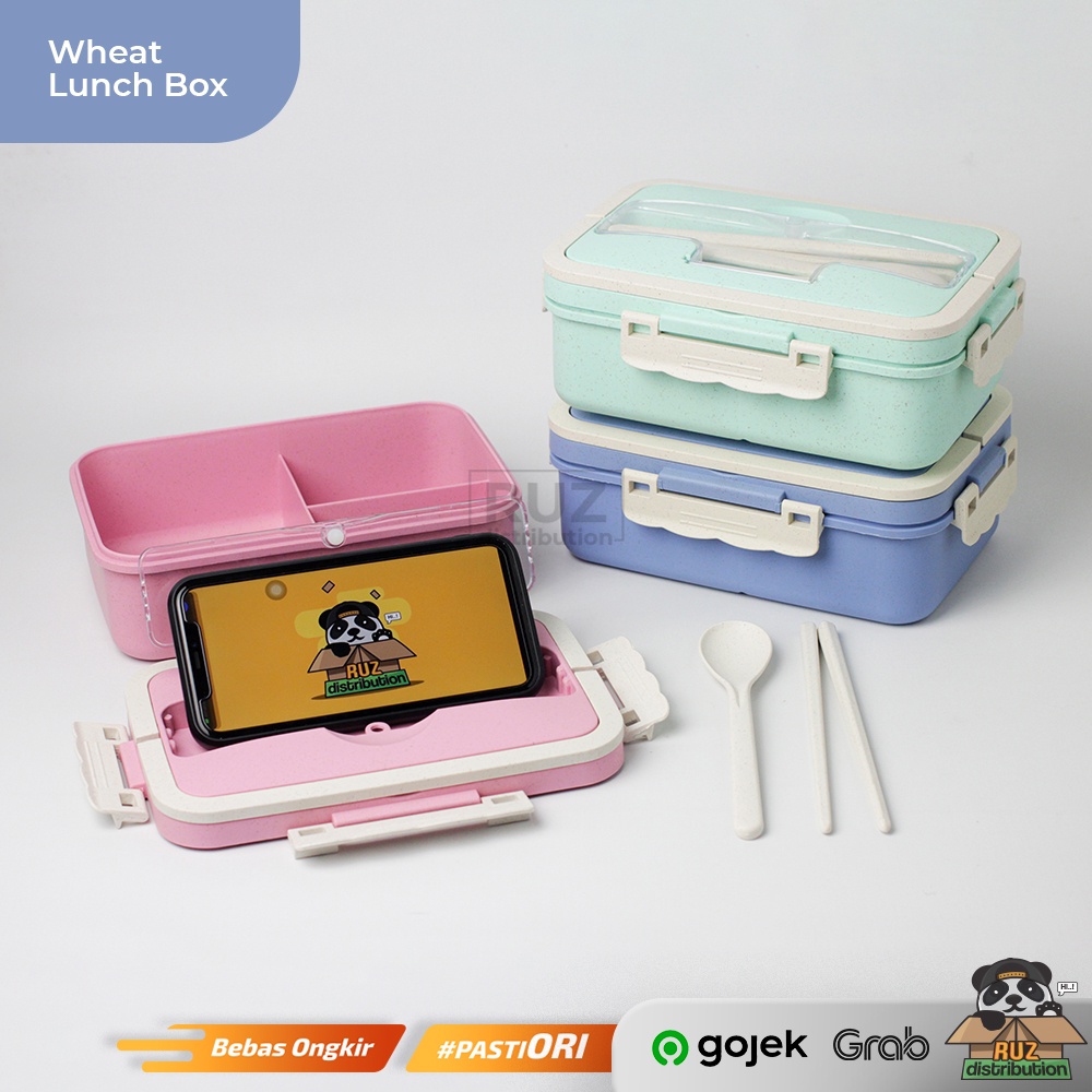 Wheat Lunch Box Bento Kotak Makan Set Gandum Alat Makan