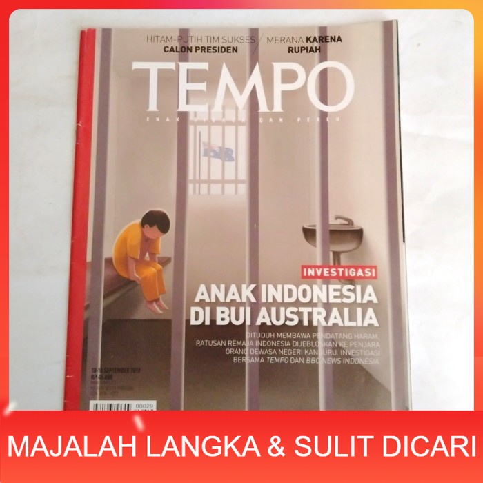 Majalah TEMPO No.29 Sep 2018 ANAK INDONESIA DI BUI AUSTRALIA Langka