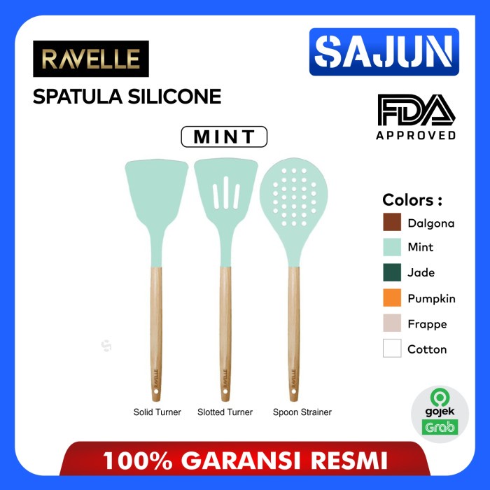 RAVELLE Silicone Spatula Sutil Slotted/Solid Turner Spoon Strainer - Slotted Turner, Dalgona