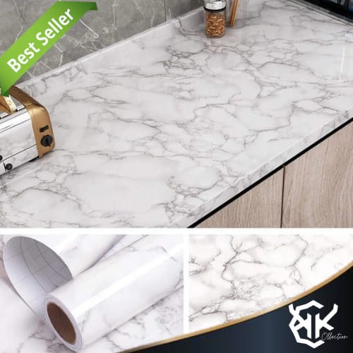 Wallpaper Dinding Motif Marmer 45cm x 10m White Marmer Wallpaper Sticker Wallstiker Wallpaper