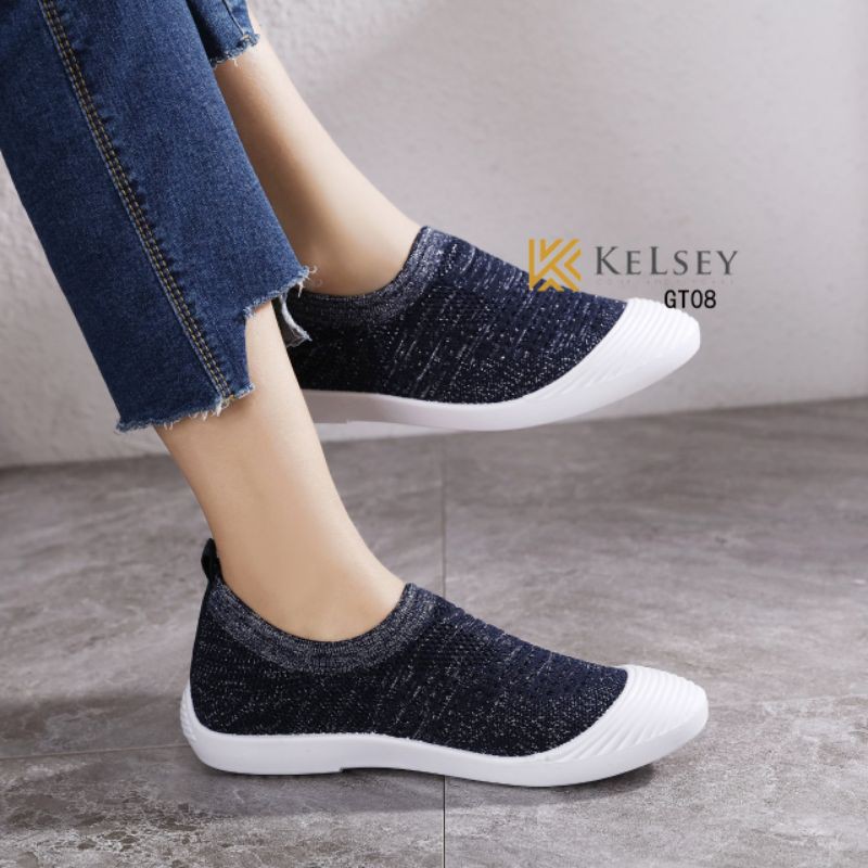 Kelsey Sepatu Slip On Wanita / Sepatu Flyknit Shoes GT08