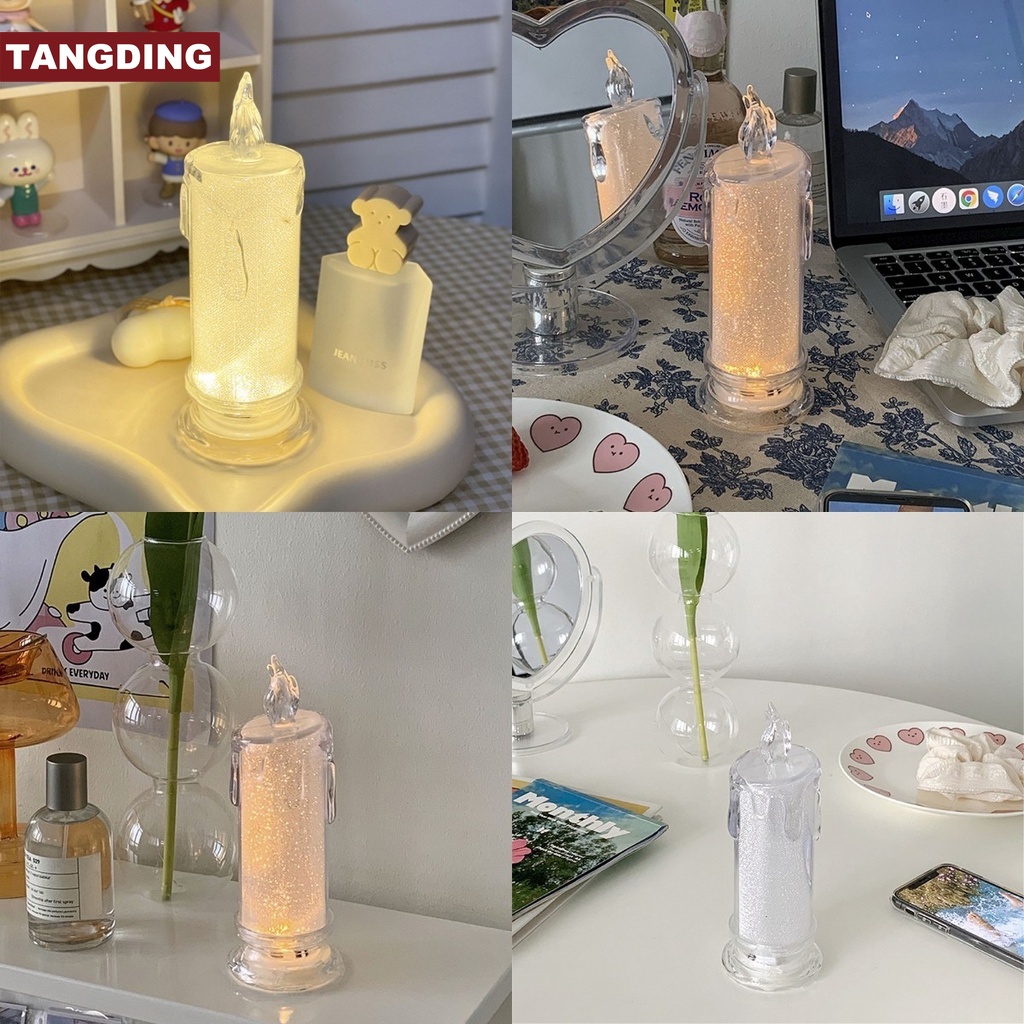 【COD Tangding】Creative Christmas Day Luminous Acrylic Candle Shape Electronic Light Gift Bedroom Dining Decoration