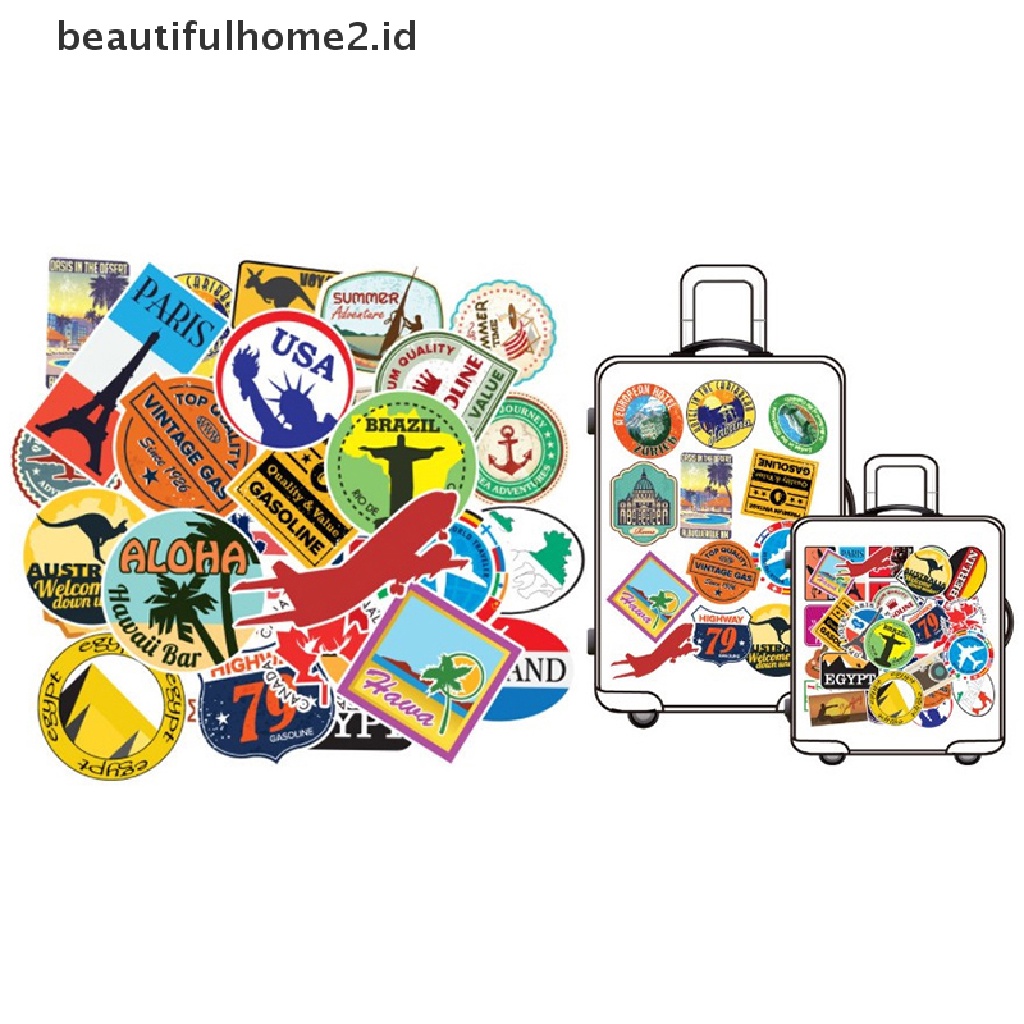 (Beautifulhome2) Buku Literatur Bahasa MandarinId 100pcs / set Stiker Logo Peta Terkenal Bahan Pvc Anti Air Untuk Koper