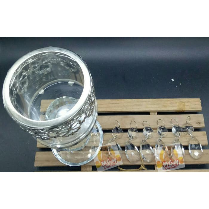 PREMIUM Tempat Lilin Kristal 2layer Juntai 117.5CM 2470