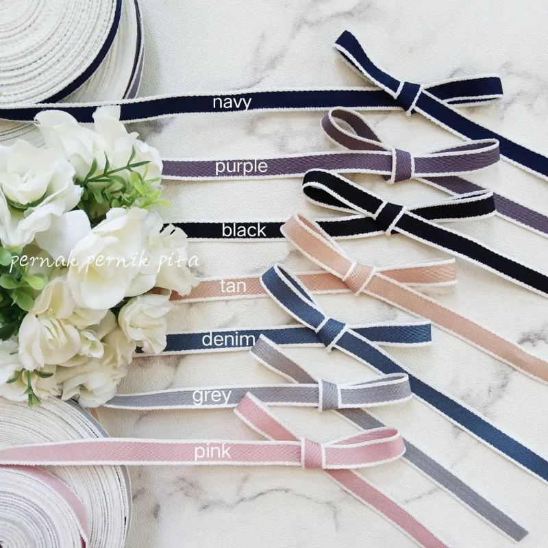 90cm - Pita List Putih 9mm –  Jahit baju /Hiasan/Buket Bunga DIY Craft Kerajinan Hampers