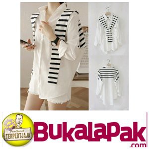 ATASAN WANITA ANISA COMBI SALUR KEMEJA BLOUSE LENGAN PANJANG BUKAN CRESSIDA H M DNC ZOYA SUNDAY MEZ