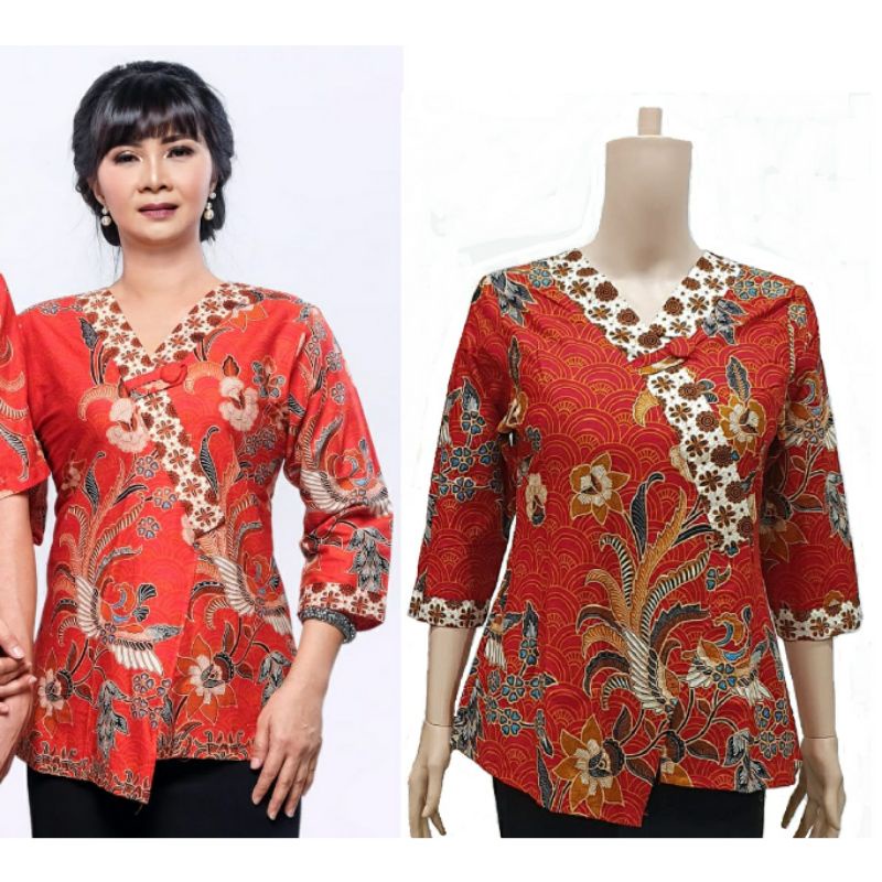 Blouse Wanita Jumbo XXXL Atasan Kemeja Batik Wanita Big Size 4L-5L GNA