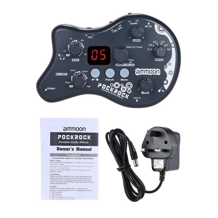 Ammoon PockRock Portable Gitar Multi Efek Prosesor Efek Pedal 15 Jenis