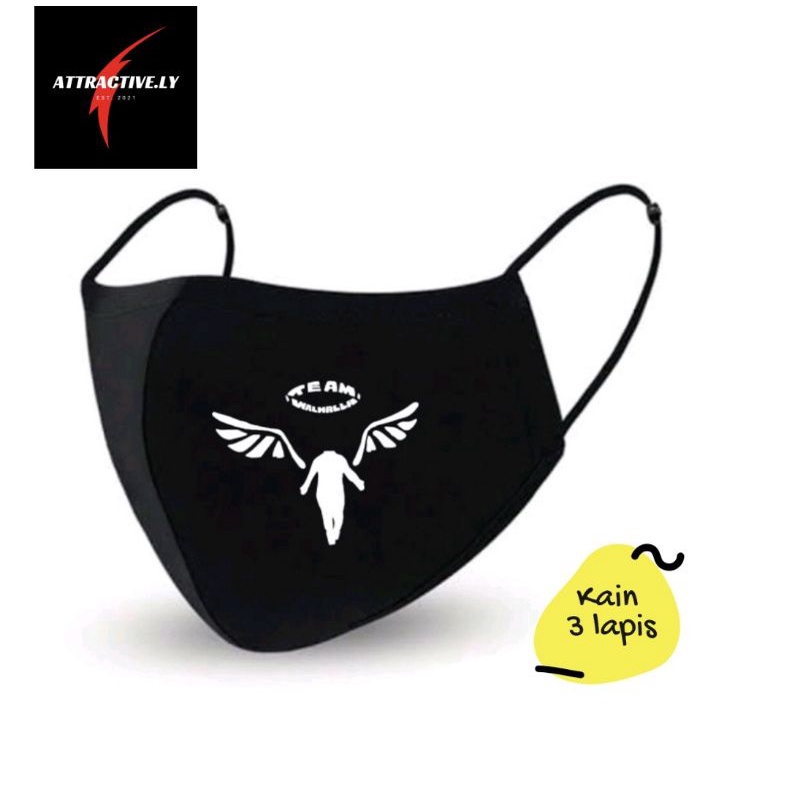 Masker kain 3 lapis Valhalla Touman Tokyo Revengers / Earloop Hitam / Duckbill / Masker 3ply anak de