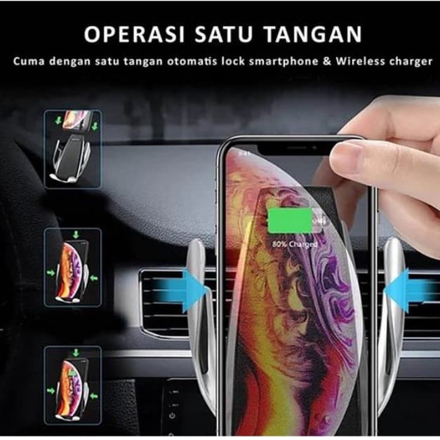 Wireless Charging Mobil Dudukan Ponsel Pintar Tempat Charger hp Mobil