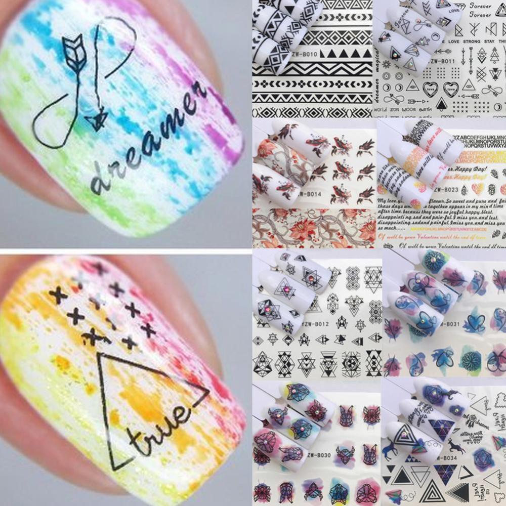 Timekey you A5K3 Stiker Kuku Motif Bungageometri Anti Air Untuk Dekorasi Nail Artmanicure