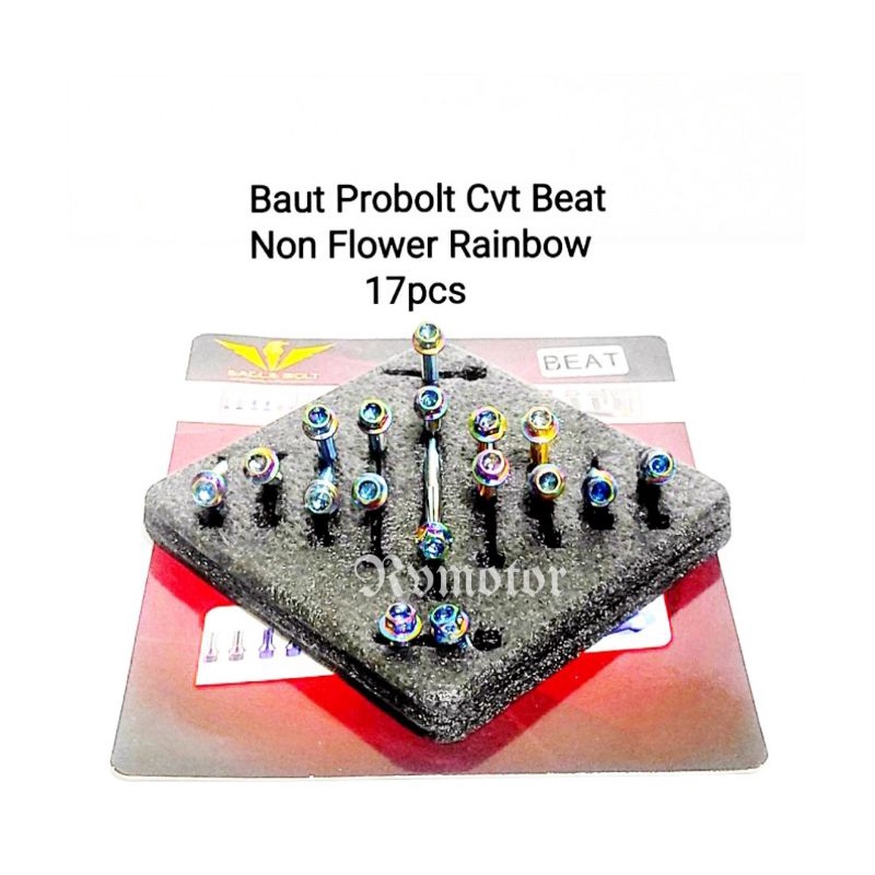 BAUT PROBOLT CVT BLOK MESIN HONDA BEAT DAN SCOPY NON FLOWER RAINBOW 1 SET 17 PCS
