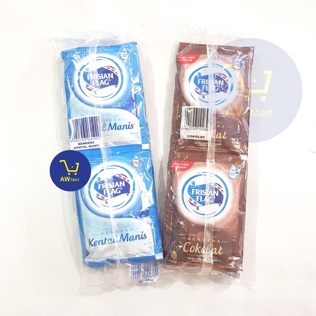 SUSU KENTAL MANIS FRISIAN FLAG SACHET RENCENG (6 SACHET X 40 GRAM) - SKM &amp; COKLAT - SUSU BENDERA KENTAL MANIS