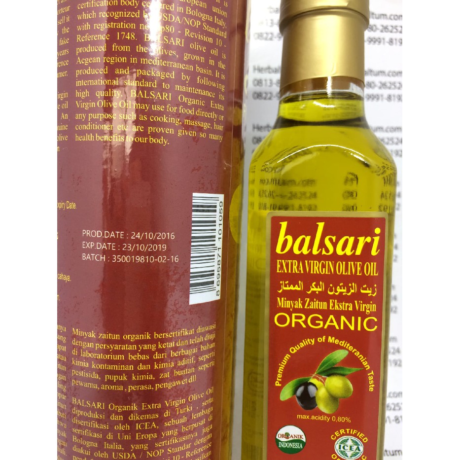 

Minyak Zaitun Balsari 250ml Extra Virgin Oil Cold Press grosir