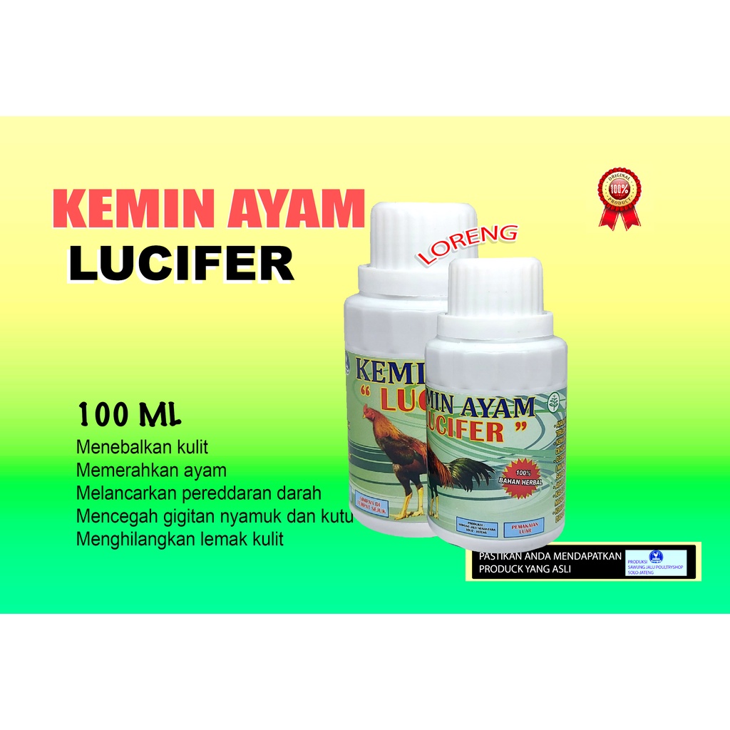 KEMIN LUCIFER-MENEBALKAN KULIT AYAM-OBAT AYAM LUKA-AYAM ADUAN-DOPING AYAM-100 ML