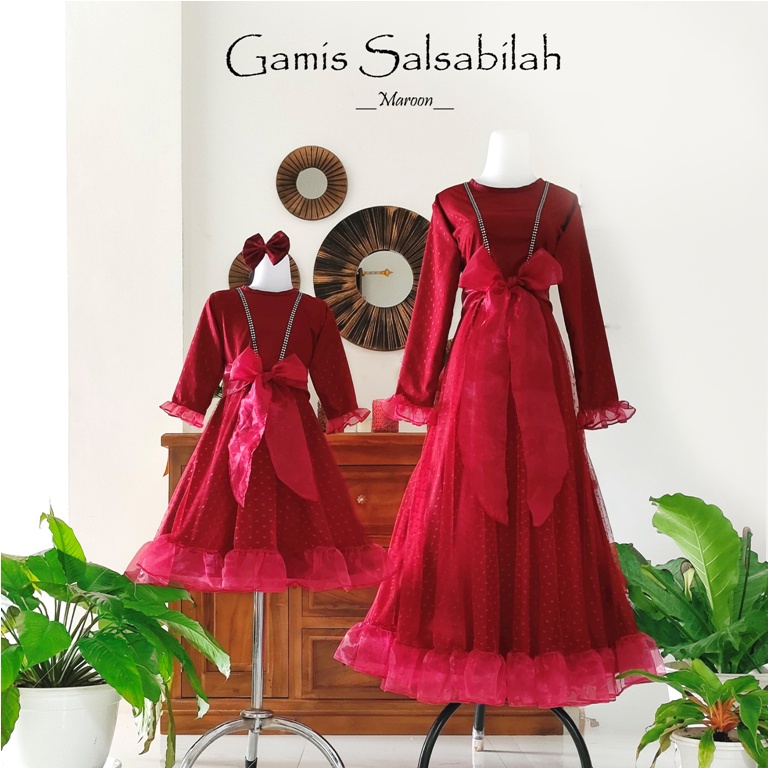 Gamis Salsabila Family Maroon | Baju Unik | Gamis lebaran murah | Gamis lebaran keluarga | Gamis couple family | Gamis toyobo | Gamis anak dan dewasa terbaru | Harga Terjangkau