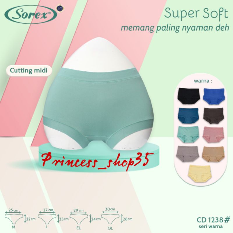 Celana Dalam Wanita Sorex 1238 Super Soft CD Wanita Sorex 1238 Cutting Midi