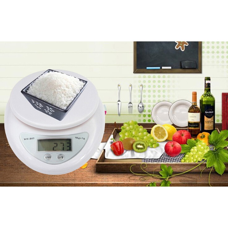 Mini Electronic Kitchen Pan Cheng Scale 5Kg 1G / Timbangan - WH-B05 - OMHAKMWH White