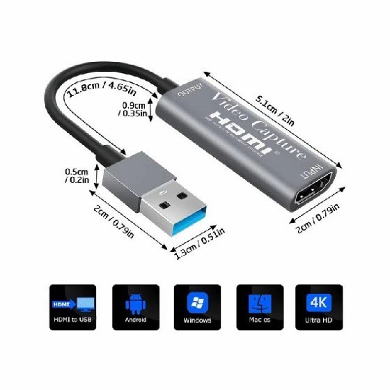 Kabel HDMI Capture Cable Card to USB 3.0 Full HD 1080 4k Ultra HD