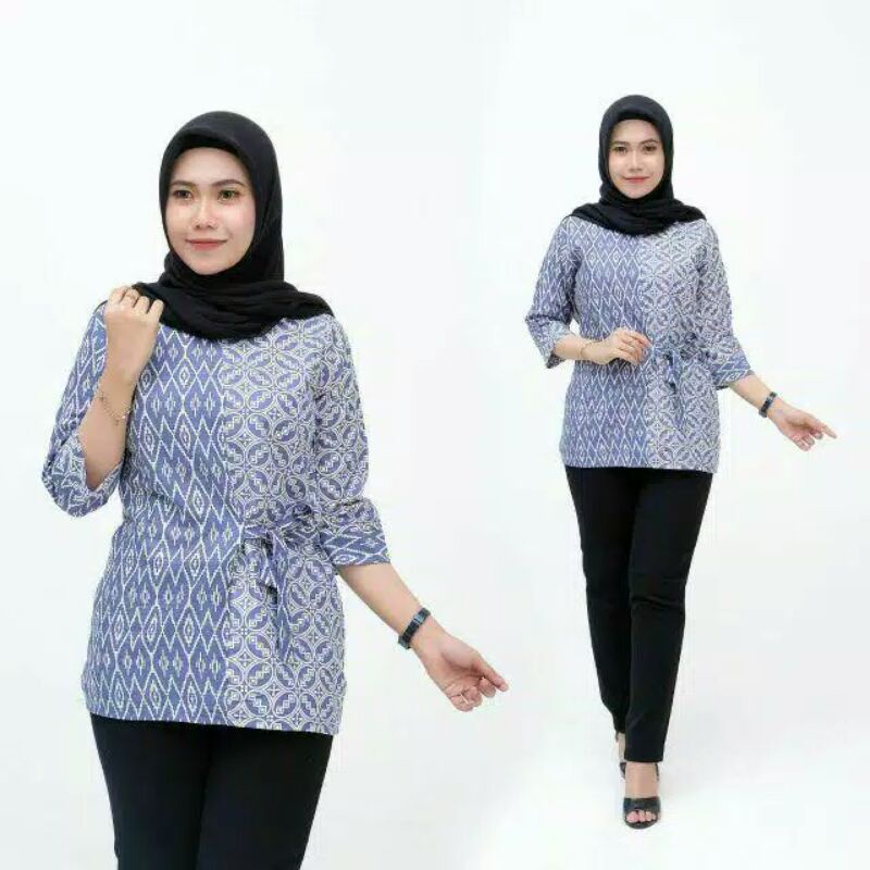 tey-17 Batik wanita ASJ SA HRB026 Kenongo Kemeja Tosca Pendek-Sopal Wajik