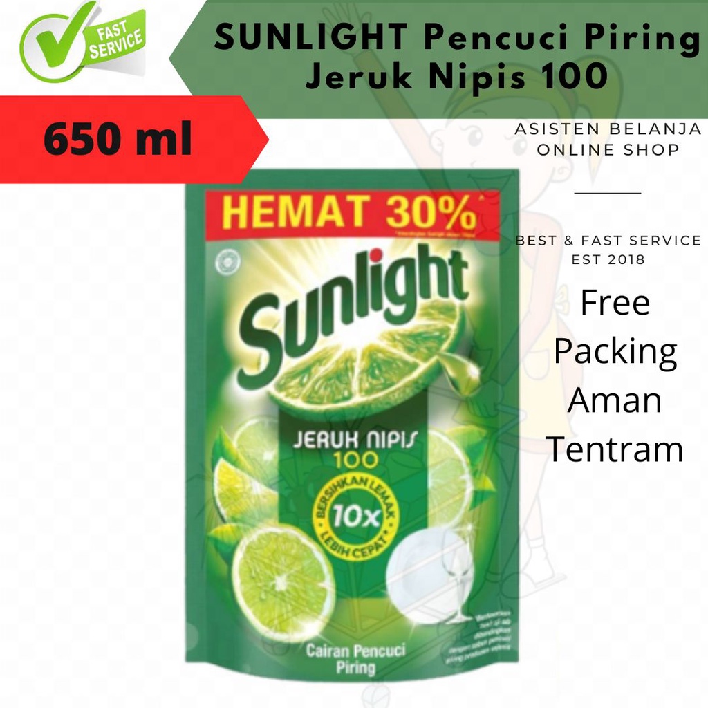 Sunlight Jeruk Nipis100 isi 755 700 650 560 ml Sabun Cuci Piring Refill 650ml Pencuci Refill