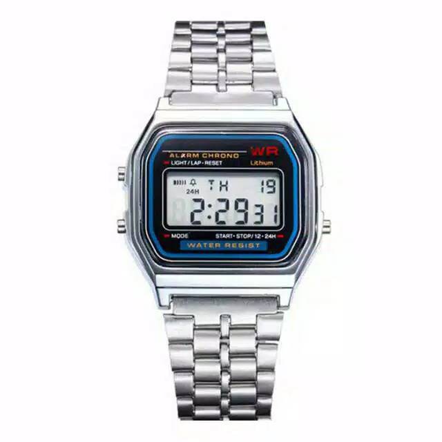 (G_W)Jam Tangan Wanita Digital Kotak Rantai Model Casio