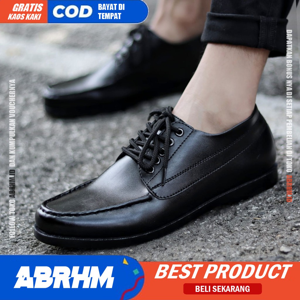 Sepatu Formal Pria Kulit Pu Pantofel Hitam Casual Kerja Kantoran ABRHMX AGGIN