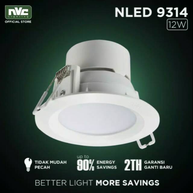 Lampu NLED NVC 9314 / Putih 12W 220-240V / Lampu Downlight